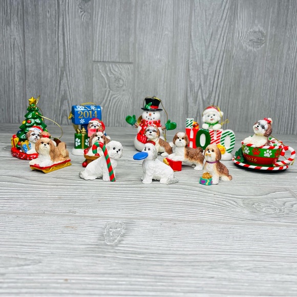 Danbury mint Maltese / shih tzu dog Christmas figurine / ornaments collectible - Picture 2 of 14